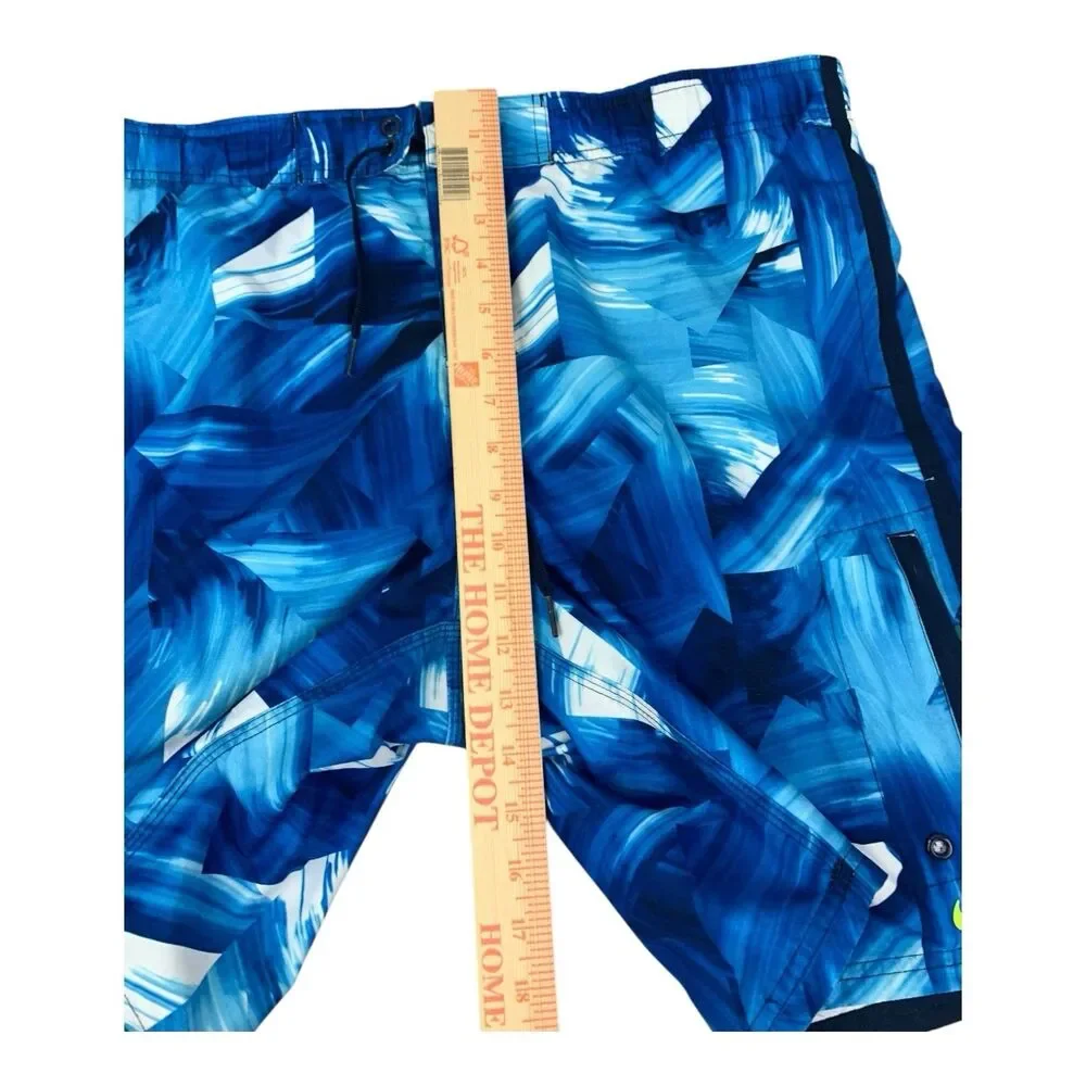 Nike Swim Shorts Men's Size Medium Blue Woven Flow All Over Print Lined Shorts